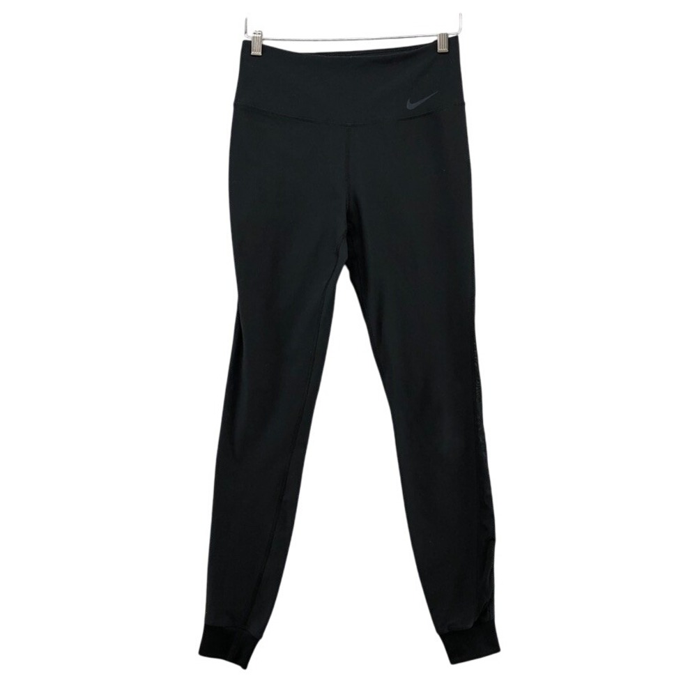 Nike Legend Training Pants Women Small Tall Black Mesh High Waist Gym Workout